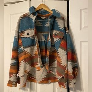 VICI oversize tribal pattern Shacket